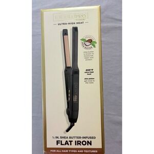 Conair InfinitiPRO Shea Butter Infused 1/2 Inch Flat Iron Black Gold 455F